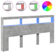 Testiera con Contenitore a LED-Testata del letto Grigio Cemento 200x17x102 cm