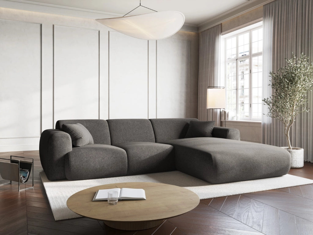 Cosmopolitan Design - Divano angolare destro "Nolio" 4 posti in ciniglia grigio 