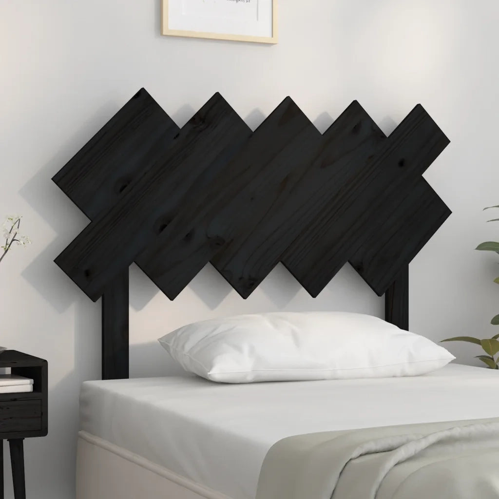 Testiera per Letto Nera 104x3x80,5 cm in Legno Massello di Pino 819209