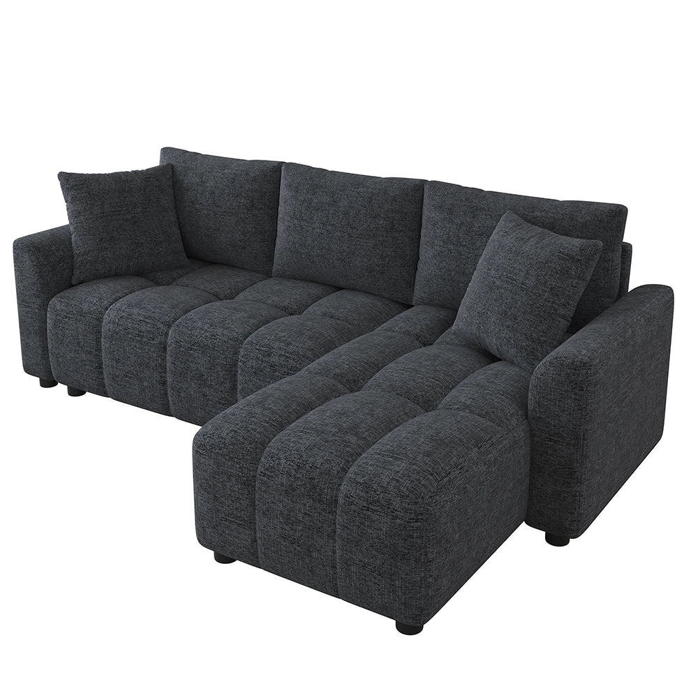 Divano angolare 3 posti - Xylo - Tessuto chenille con 2 cuscini decorativi