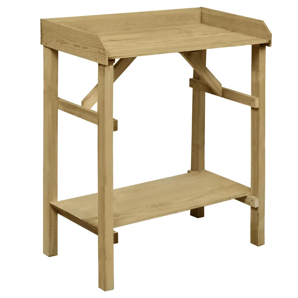 Tavolino da fioriera in legno 75 x 40 x 90 cm con 2 ripiani design moderno stile da giardino in pino impregnato marrone 02_0045910