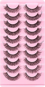 10 paia di ciglia artificiali in striscia russe naturali in grappolo spugnoso 3D D Curl (DH06-5)