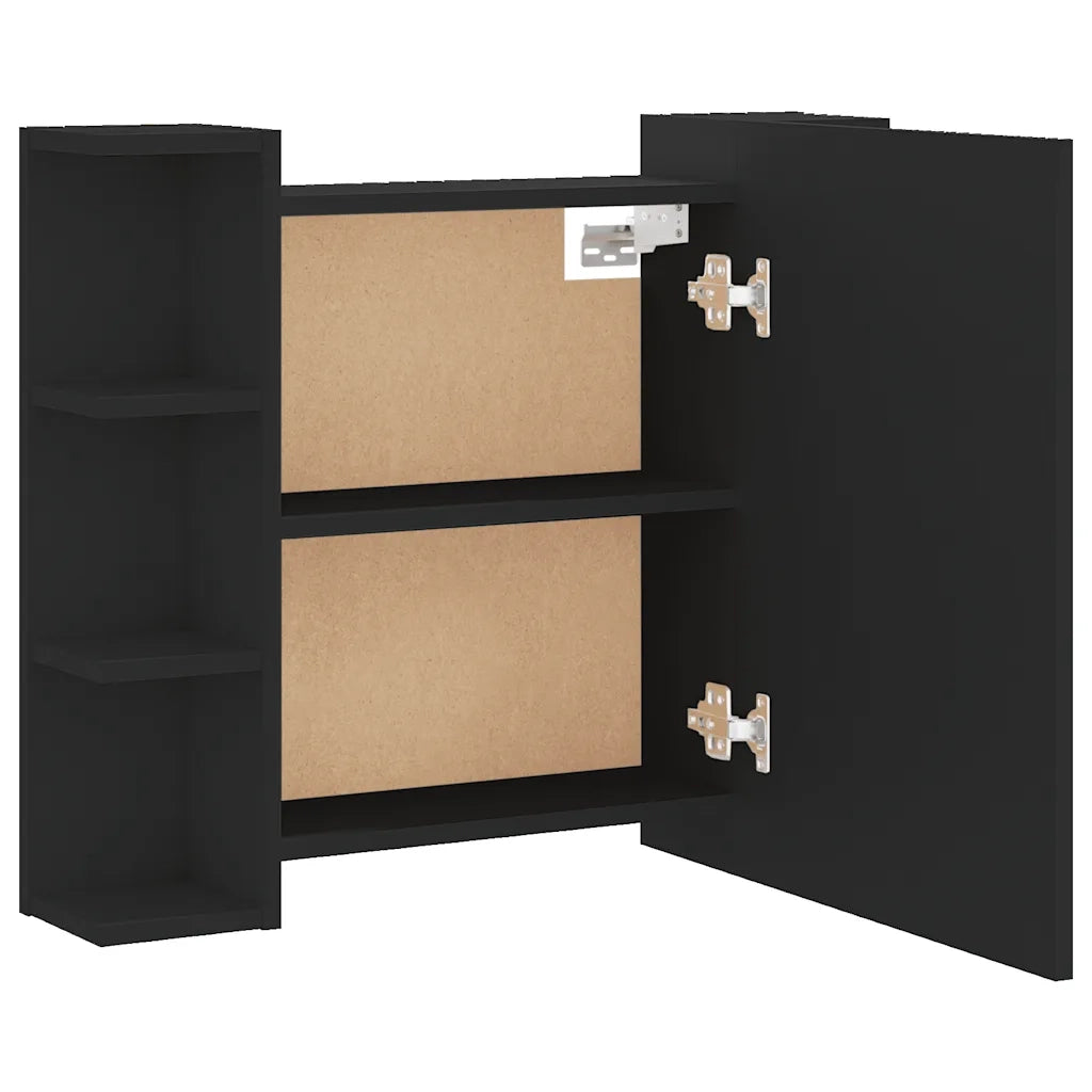 Mobile a Specchio | Armadio da bagno con LED Nero 70x16,5x60 cm
