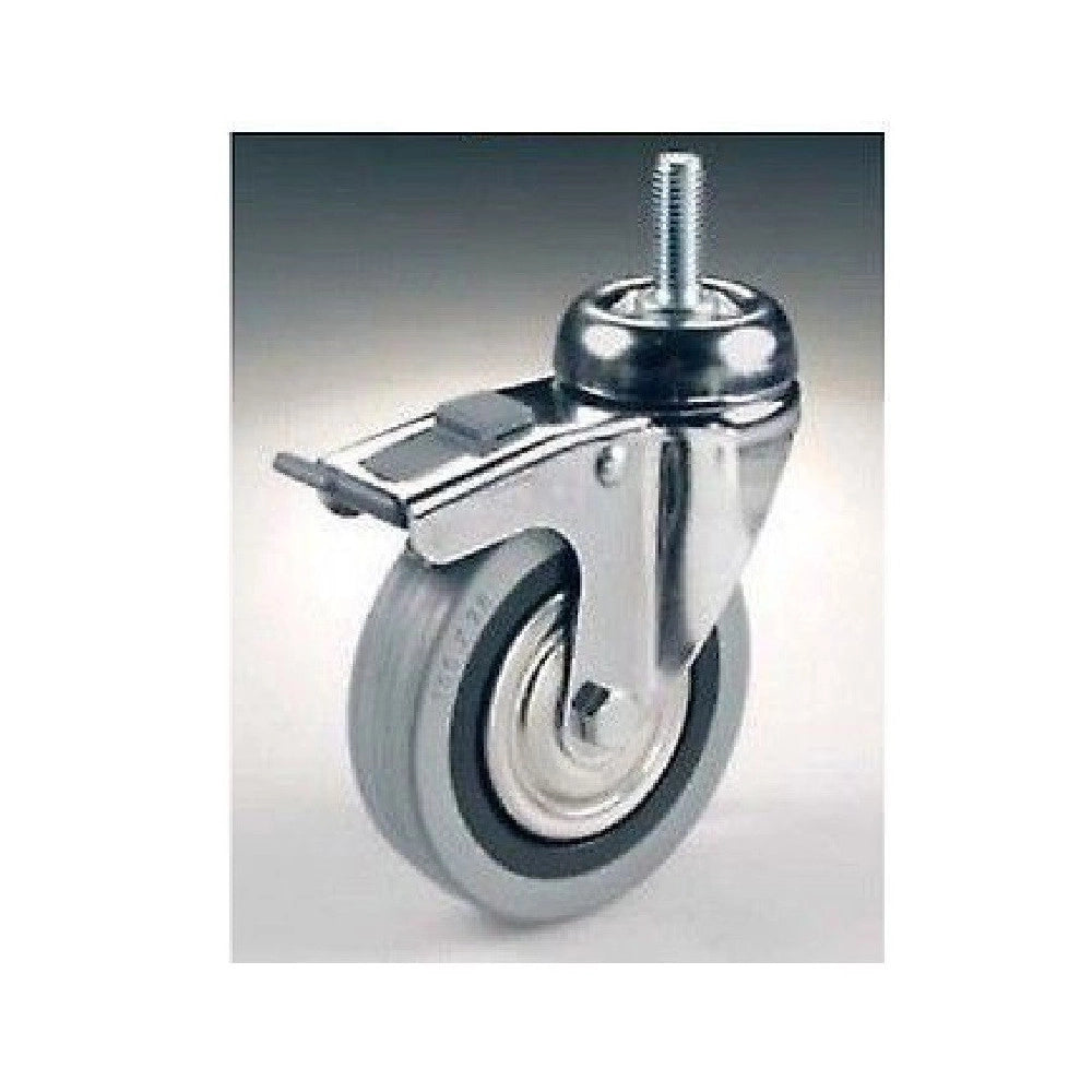 Trade Shop - Ruota Girevole Grigia Con Perno E Freno Tbbf Per Carrello Carico Pesante Portata -    -100 Mm   -