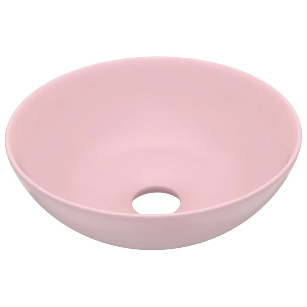 Lavandino rotondo per bagno lavabo da appoggio lavabo per WC lavello da cucina lavabo per sala trucco ceramica per interni 28 cm rosa opaco 02_0002719