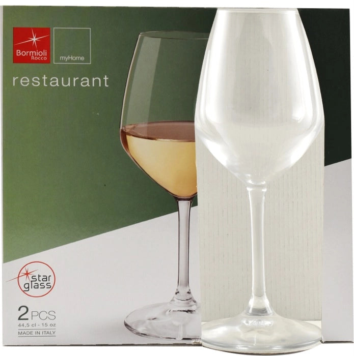 RESTAURANT CALICI PER VINO BIANCO IN SET DA 2 PEZZI REASLIZZSTI IN VETRO
