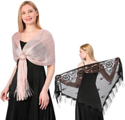 Accessorio elegante per abito da sposa - 2 pezzi - sciarpa con bordo - accessorio per abito da sposa - sciarpa da sera - materiale poliestere soffice
