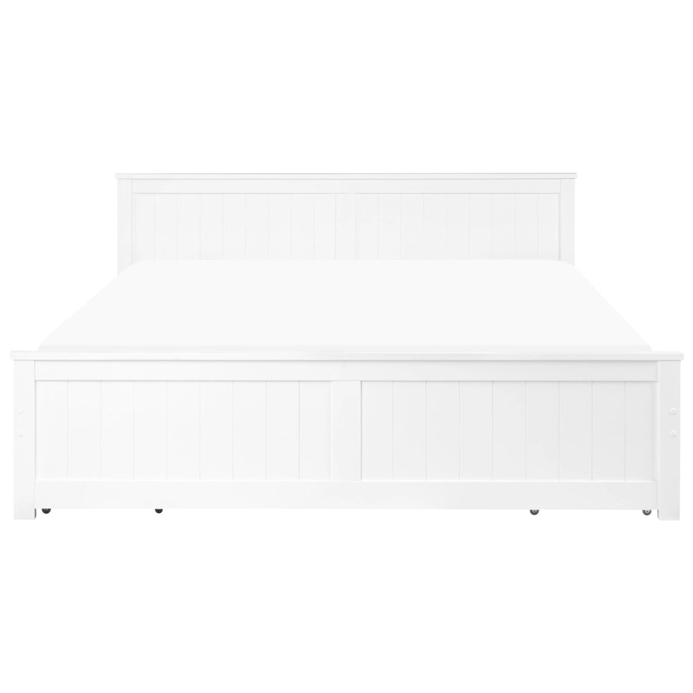 Letto matrimoniale in legno di Pino Bianco con 4 cassetti e testiera 180 x 200 cm stile minimalista