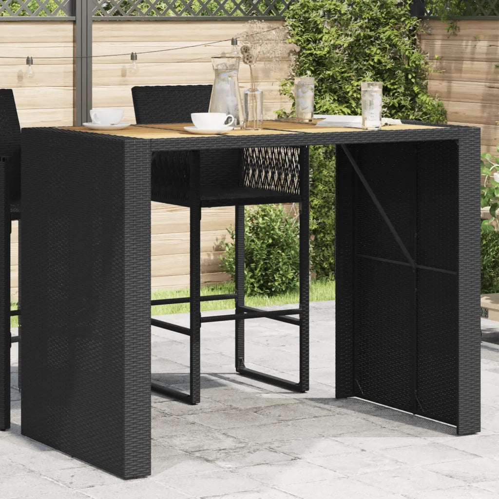Tavolo Bar da Giardino Piano in Acacia 145x80x110 cm Polyrattan 368698