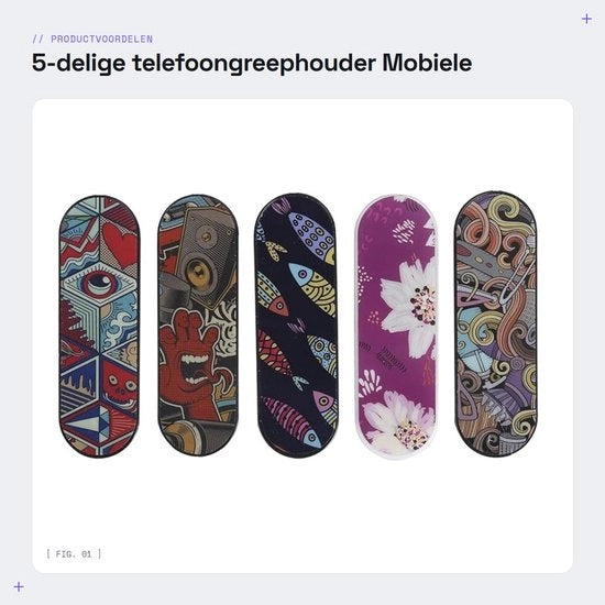 Telefoongreephouder Universale - Standa per Telefono - Supporto per Telefono - 5 pezzi - Set di Supporti per Telefono - Design Sottile - Silicio - Set Completo