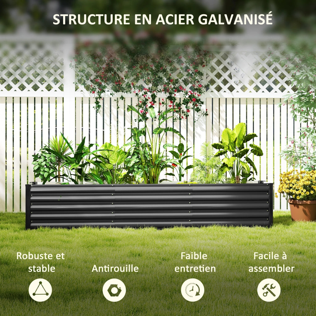 Vaso da giardino rialzato ¨C zephmum ¨C 240x40x45 cm grigio scuro