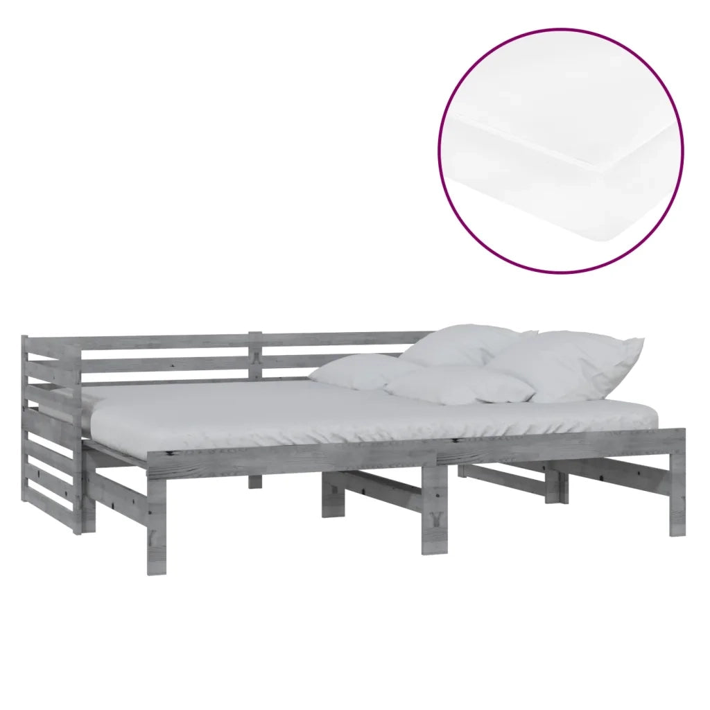 Dormeuse Estraibile 2x(90x200) cm Grigia in Legno di Pino cod mxl 64427