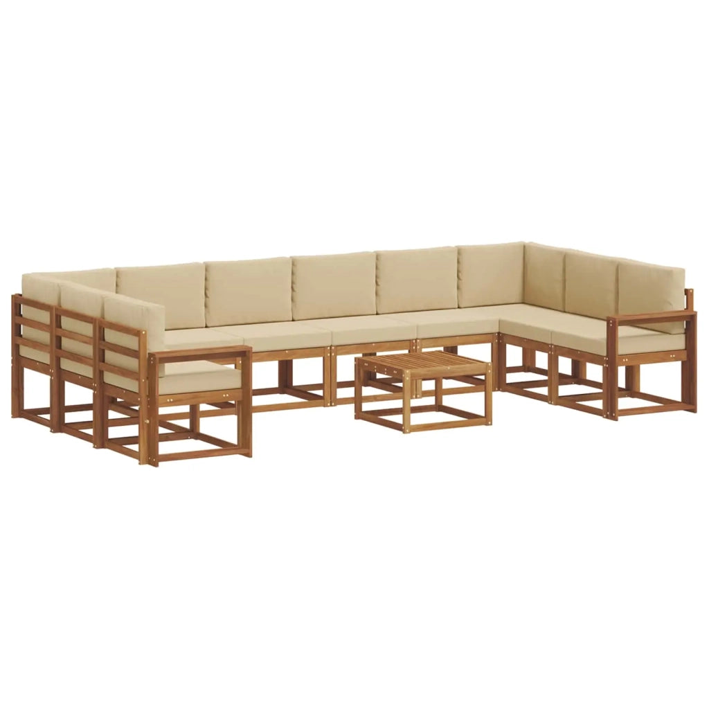 Set di divani da esterno con cuscino 11 pcs Naturale e Beige
