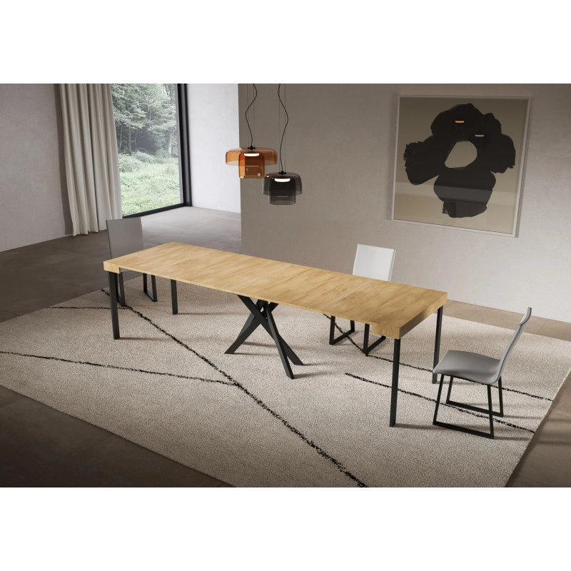 Consolle allungabile 90x40/300 cm Saki telaio Antracite - Quercia Natura