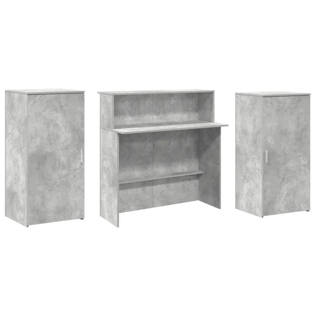 vidaXL Banco Reception Grigio Cemento 200x50x103,5cm Legno Multistrato