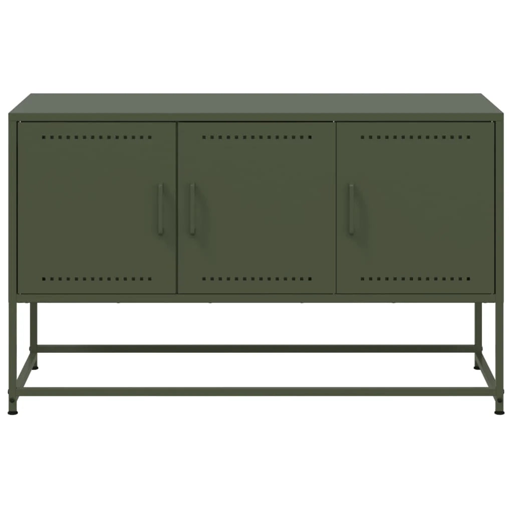 Mobile TV multimediale mensola TV credenza TV sala da pranzo soggiorno camera da letto verde oliva 100,5 x 39 x 60,5 cm acciaio verde 02_0028251
