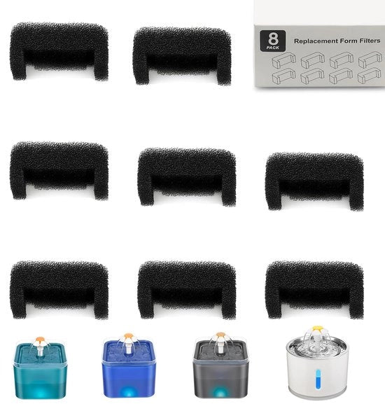 Filtro per fonte per gatti da 2L/2,5L, filtro sostitutivo per fonte in ABS per fonte in acciaio inossidabile (8 pezzi U)
