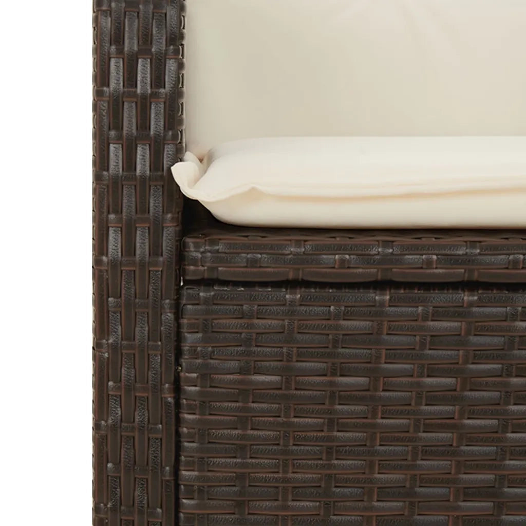 Set da Pranzo da Giardino 5pz con Cuscini in Polyrattan Marrone 3213205