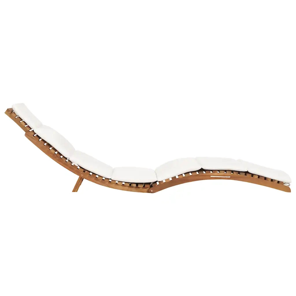 idaXL Lettino Prendisole Pieghevole con Cuscino Bianco Crema in Teak cod mxl 6446