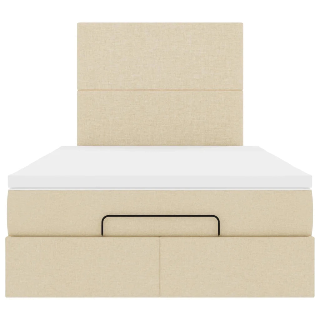Struttura Letto Pouf con Materasso Crema 120x190 cm in Tessuto 3313911
