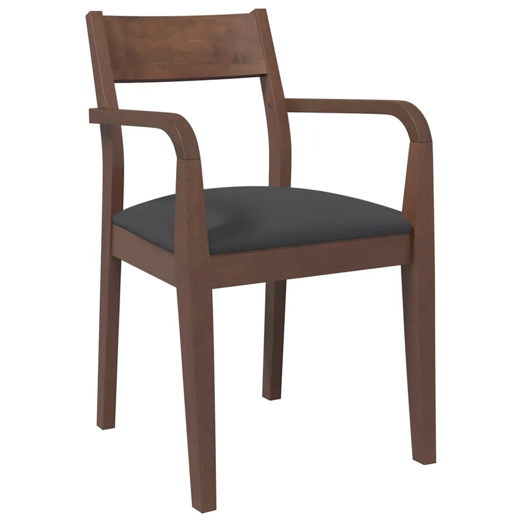 Sedie da Pranzo con Cuscini 2pz Marrone Legno Massello di Hevea 4102508