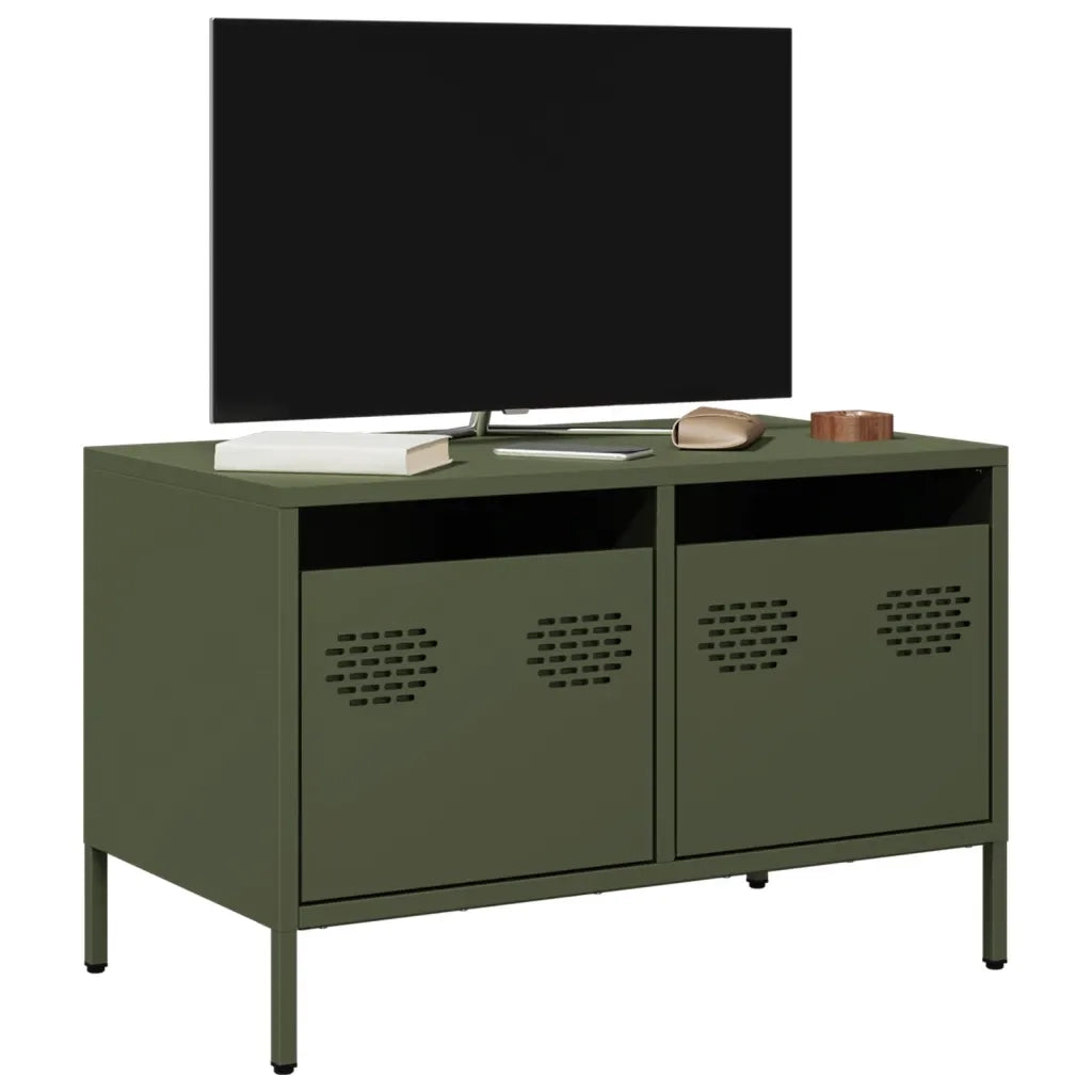 Mobile TV-Credenza per TV-Console TV Verde Oliva 68x39x43,5cm in Acciaio Laminato a Freddo 840704