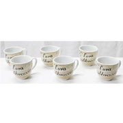 Trade Shop - Set 6 Pezzi Tazzine Tazze Da Caffè Ceramica Scritta L'ora Abbraccio Espresso Bar -
