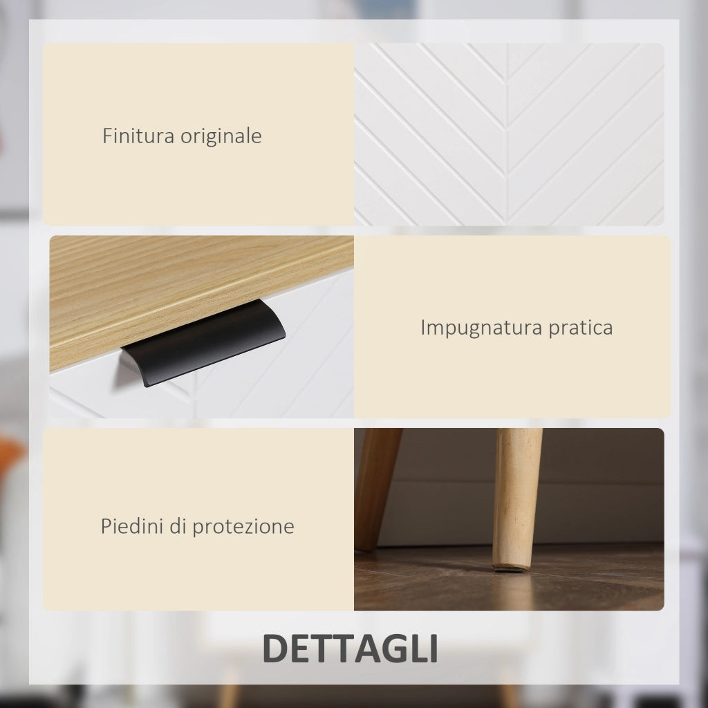 EasyComfort Mobile Multiuso Moderno in Truciolato e Legno di Pino con Ripiano Interno Regolabile su 3 Livelli, 77x35x77.5 cm