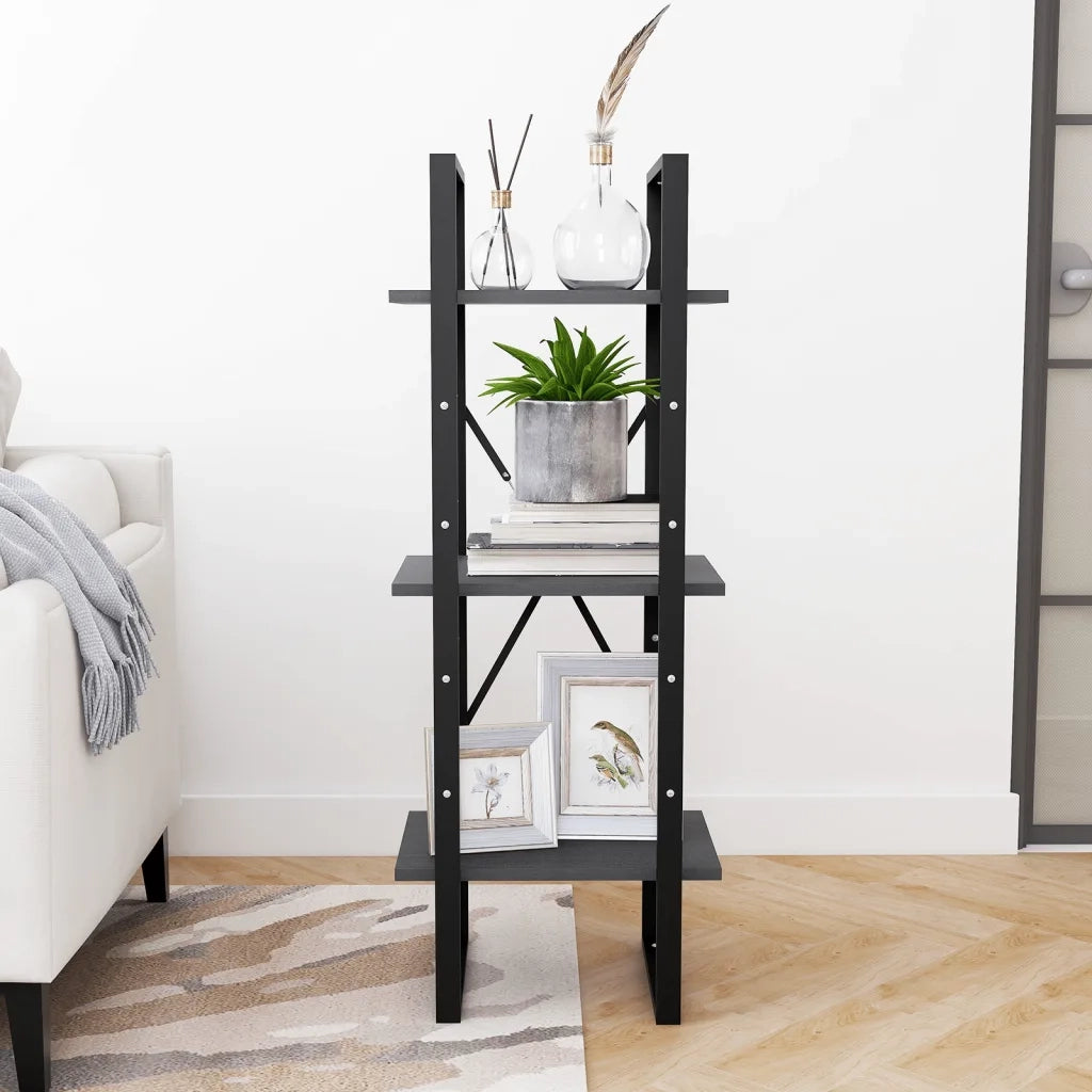 Libreria a 3 Ripiani Grigia 40x30x105 cm in Massello di Pino cod mxl 16938