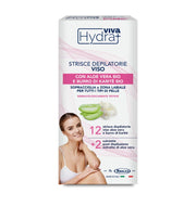 HYDRA VIVA+ STRISCE DEPILATORIE PER VISO CON ALOE E BURRO DI KARITÈ 12 PEZZI