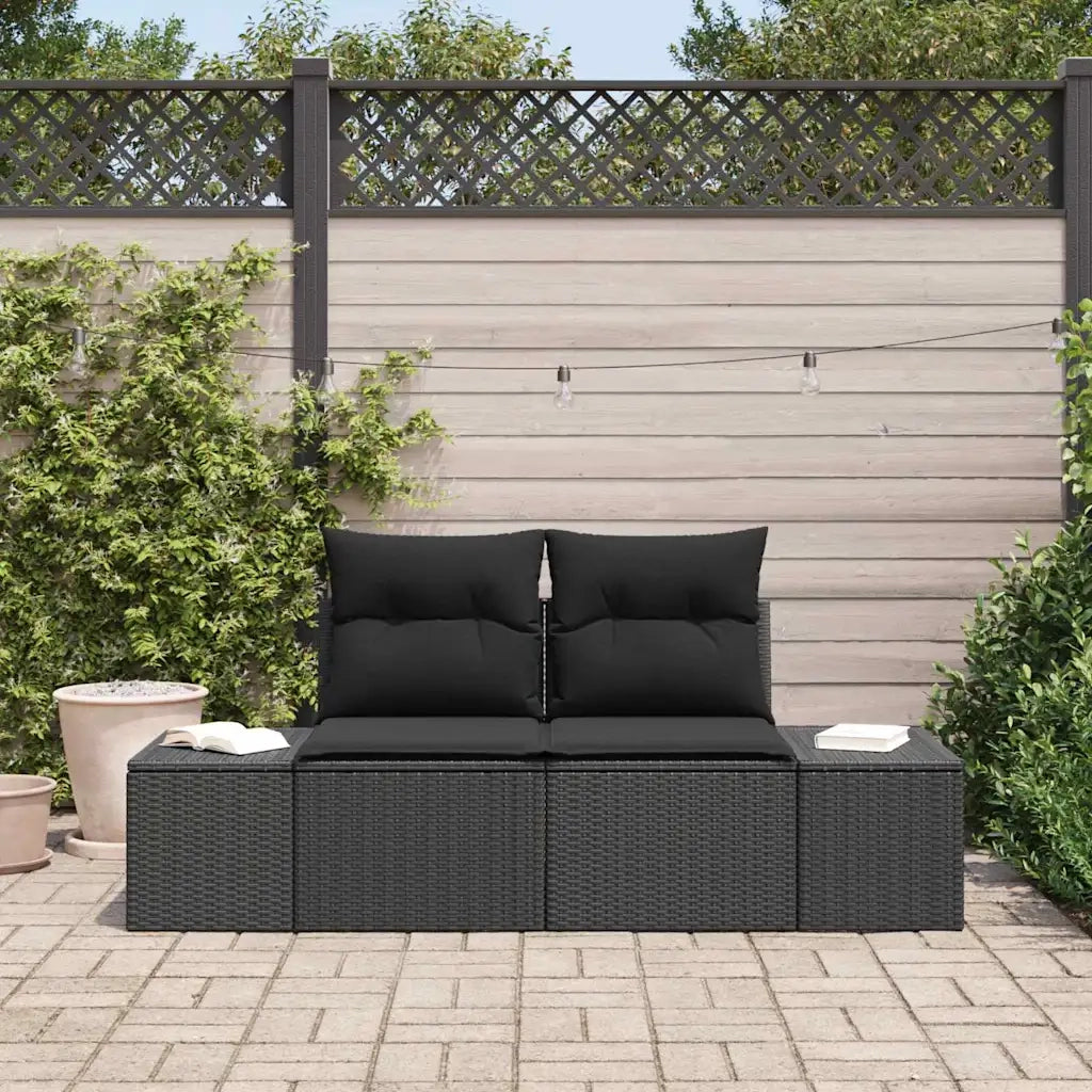Divano da giardino con cuscino Nero 184 x 62 x 69 cm polyrattan 42006811