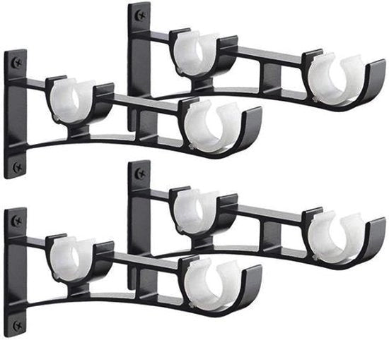 Supporti per tende - Accessori per tende - 4 pezzi - Nero