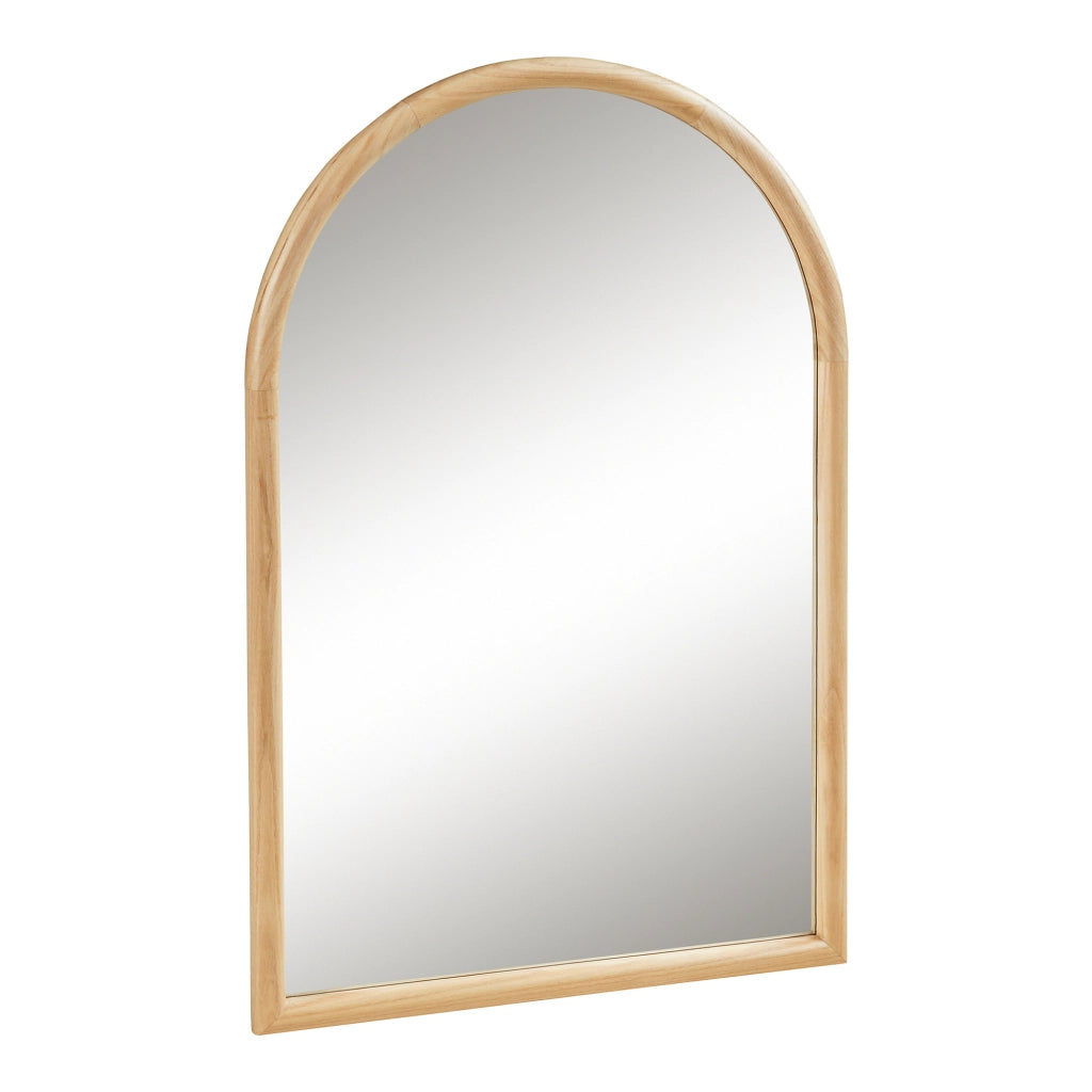 Specchio da Parete Podena con Cornice Arcuato 90x60 cm Legno Naturale [en.casa]