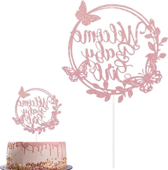 Decorazioni per torta rosé oro scintillanti per feste di bambina