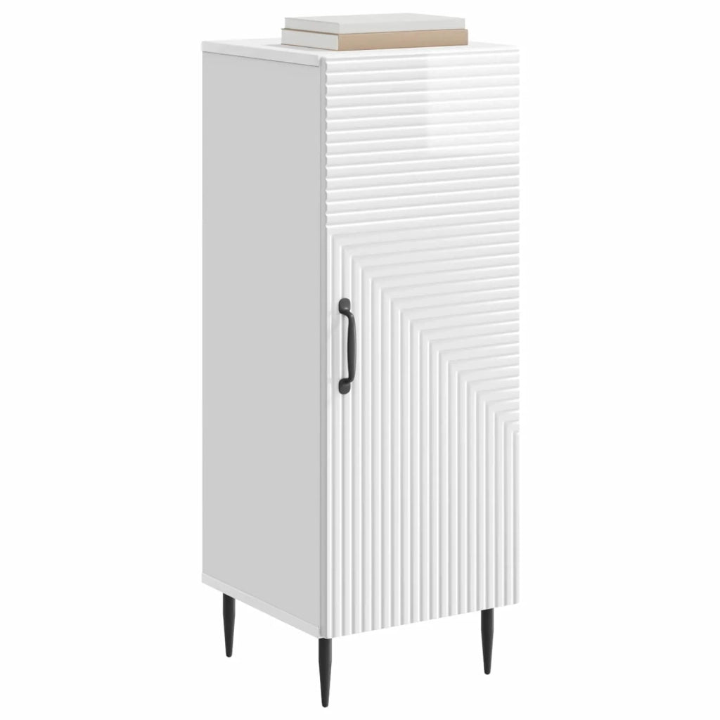 Credenza Bianco Lucido 33 x 34,5 x 89,5 cm Legno ingegnerizzato 894829