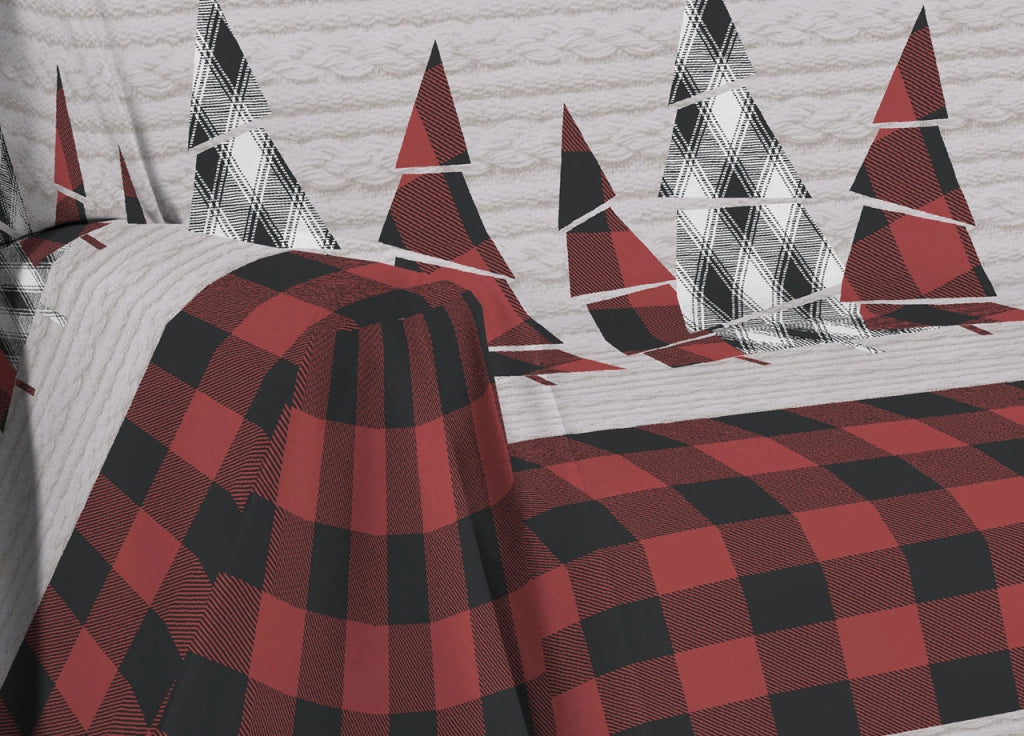 Telo Arredo Multiuso Linea Pensieri Delicati In Cotone Disegno Canada - Singolo - Rosso