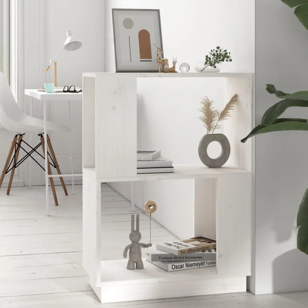 Libreria/Divisorio Bianco 51x25x70 cm in Legno Massello di Pino cod mxl 16044