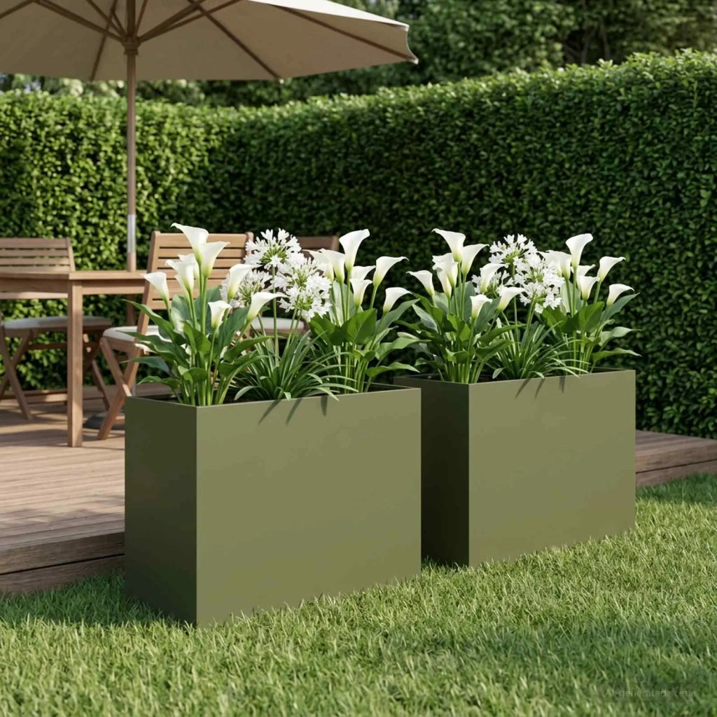 Vaso da giardino 2 pz Verde Oliva 60 x 30 x 50 cm 8005575