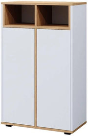 Mobiletto bagno Didi, Bianco/Artisan, 60 x 97 cm con 2 porte, per la conservazione di articoli da bagno e prodotti per la cura personale
