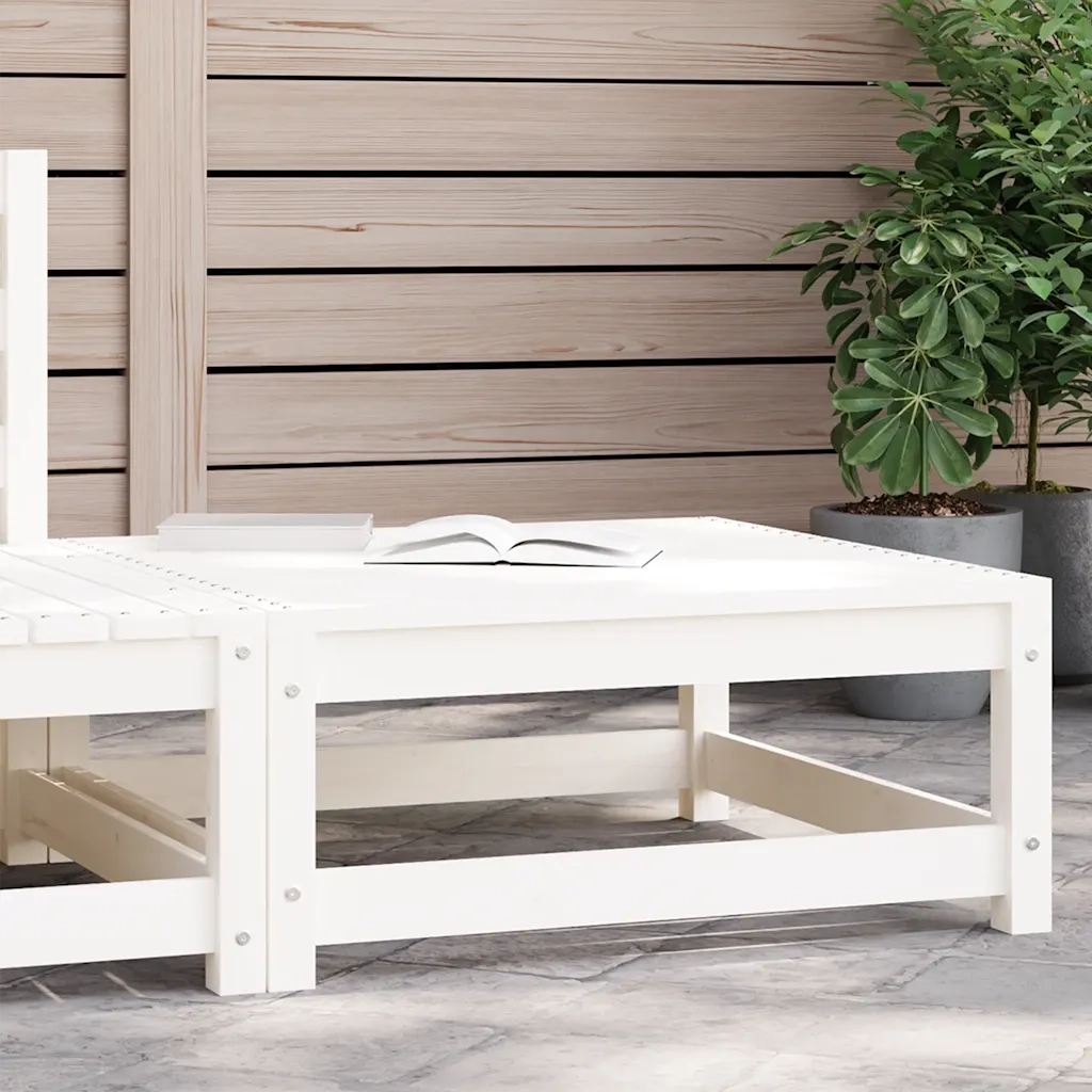 Sedia da giardino-Poggiapiedi da Giardino 70x70x30 cm Legno Massello Pino Bianco