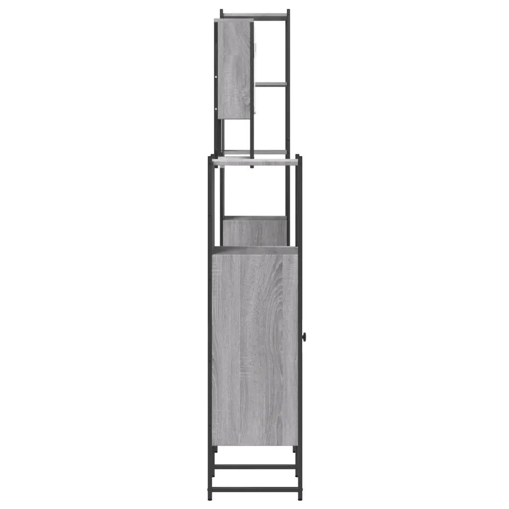 Set Mobili da Bagno | Armadio da bagno 4 pz Grigio Sonoma in Legno Multistrato