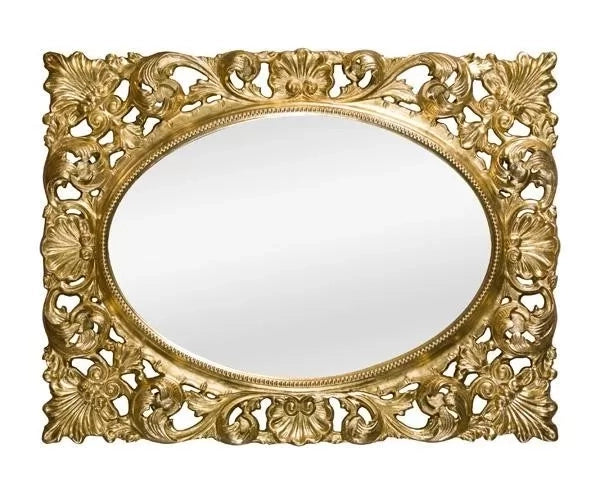 Mobili2g - specchiera in foglia oro ovale- rettangolare-traforata misure: 73 x 95 x 6