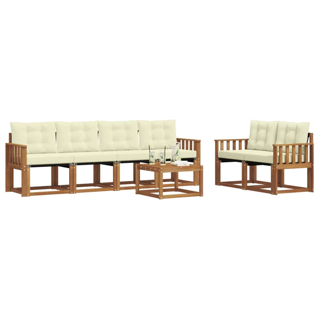 Set di divani da esterno con cuscino 7 pcs Naturale e Crema 3368421