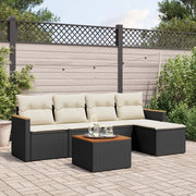 Set Divano da Giardino 6 pz con Cuscini-Sofa da Giardino-Divanetto da esterno Nero in Polyrattan 353680
