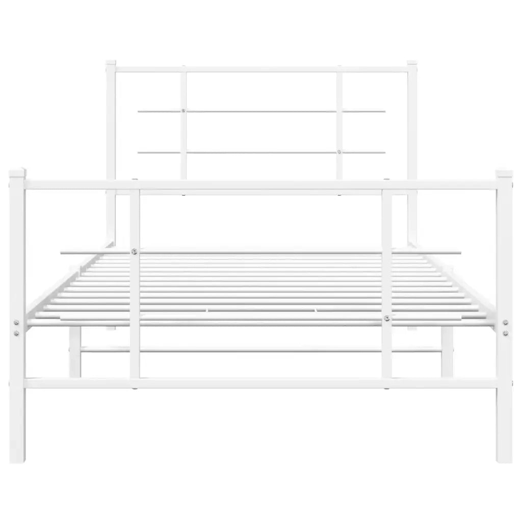 Giroletto con Testiera e Pediera Metallo Bianco 100x200 cm 355623