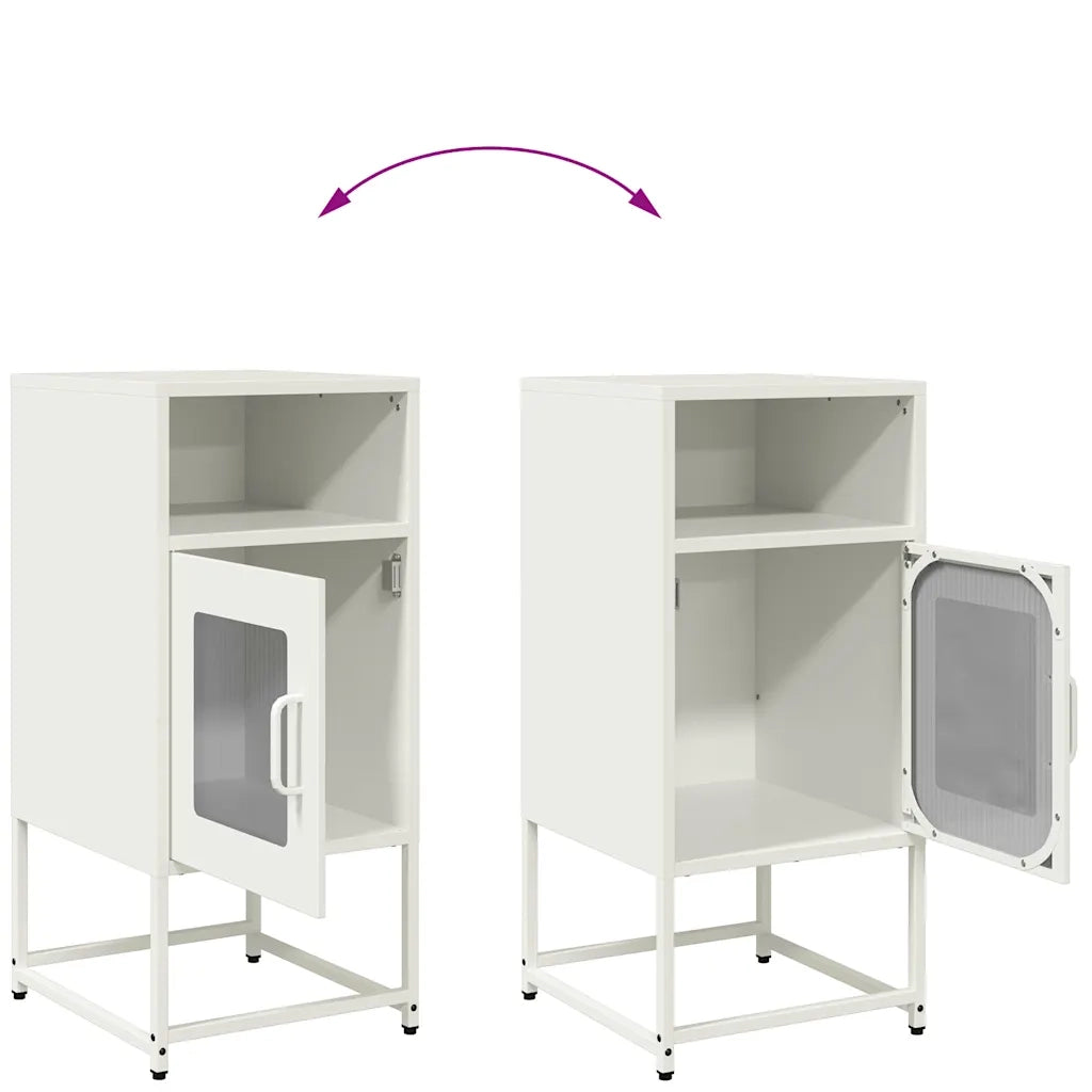 Comodino Bianco 36x39x78 cm in Acciaio Laminato a Freddo 853415