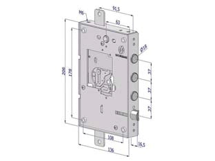 SERRATURA TRIPLICE APPLICARE PER PORTE BLINDATE NUDA S/CUORE INT.37 25  SX (2501SCR0337)    SECUREMME