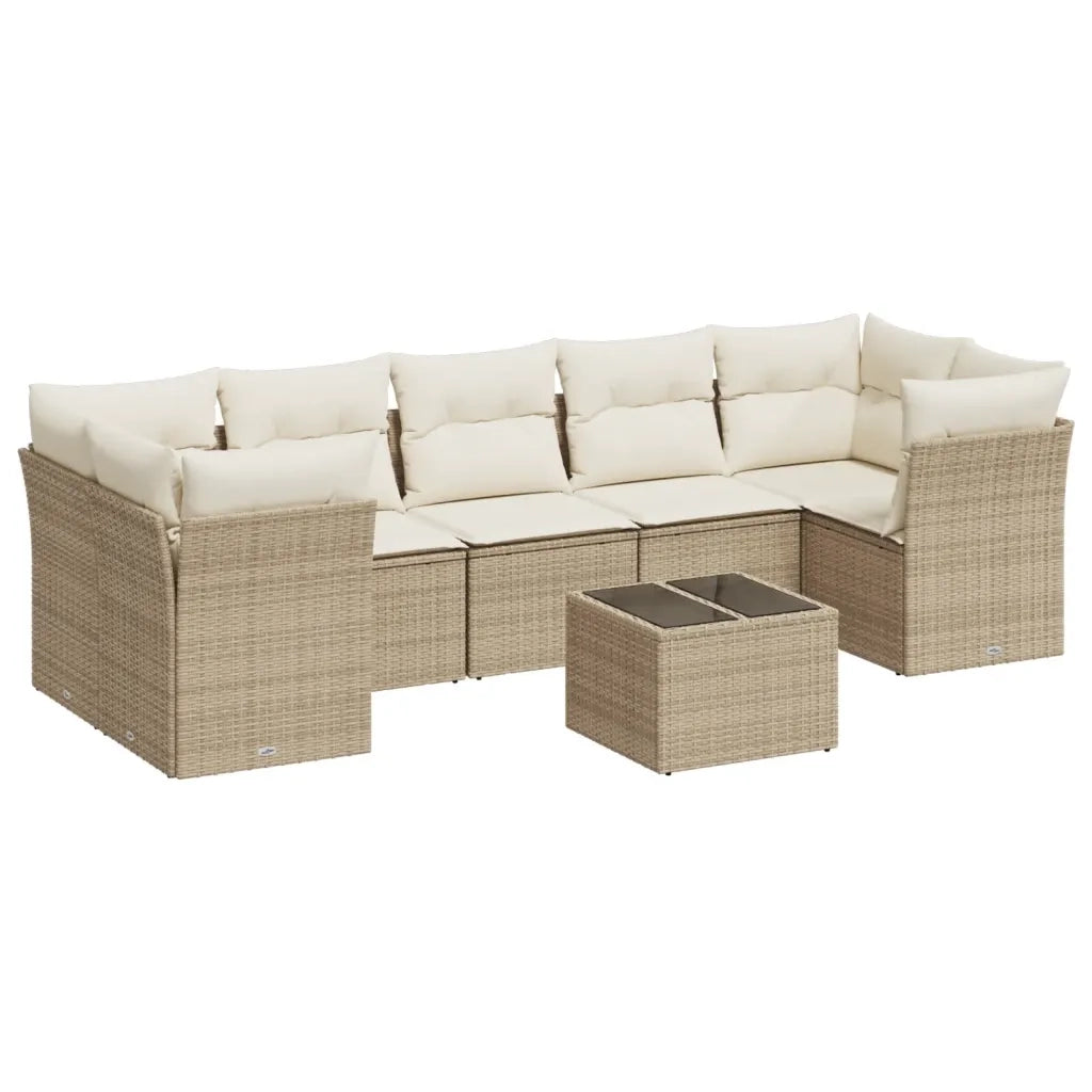 Set Divano da Giardino 8 pz con Cuscini Beige in Polyrattan 3249127