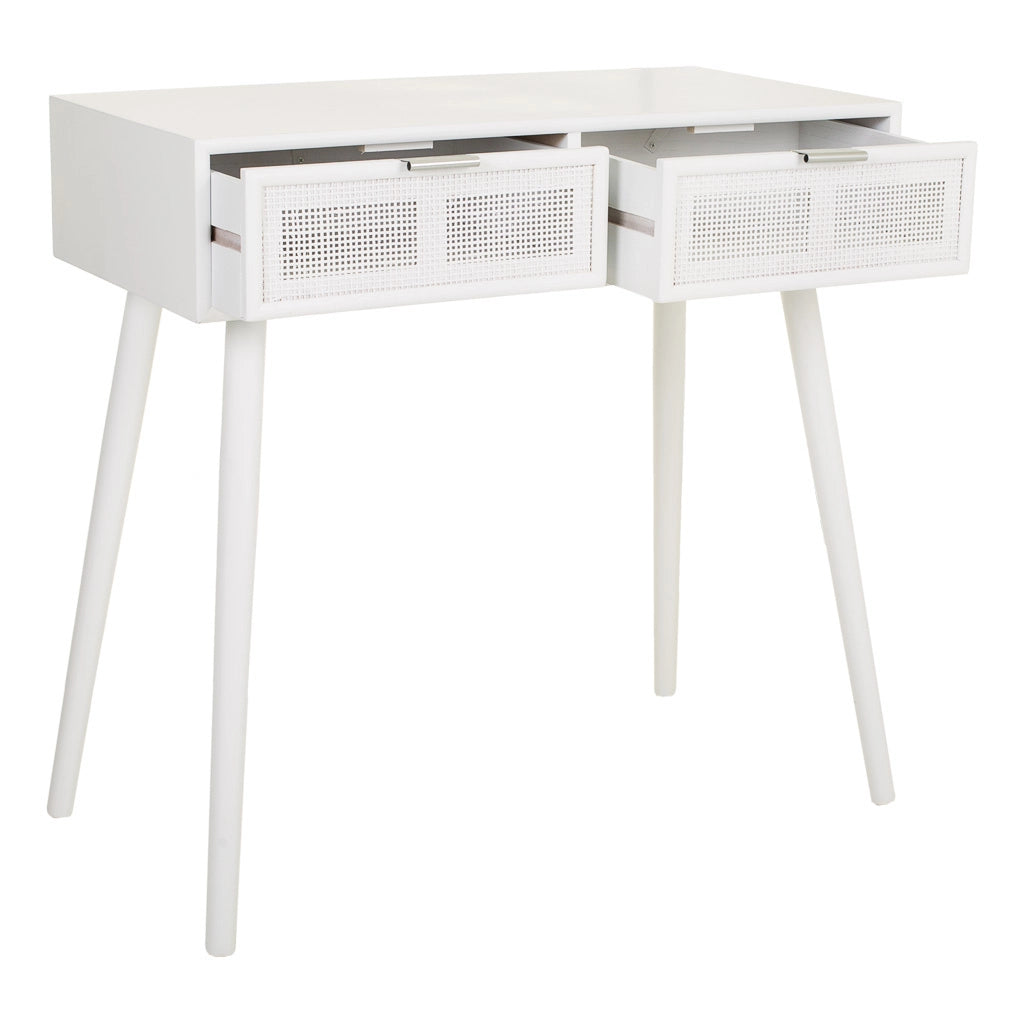 Mobile da ingresso in legno bianco e rete 80x42x79h