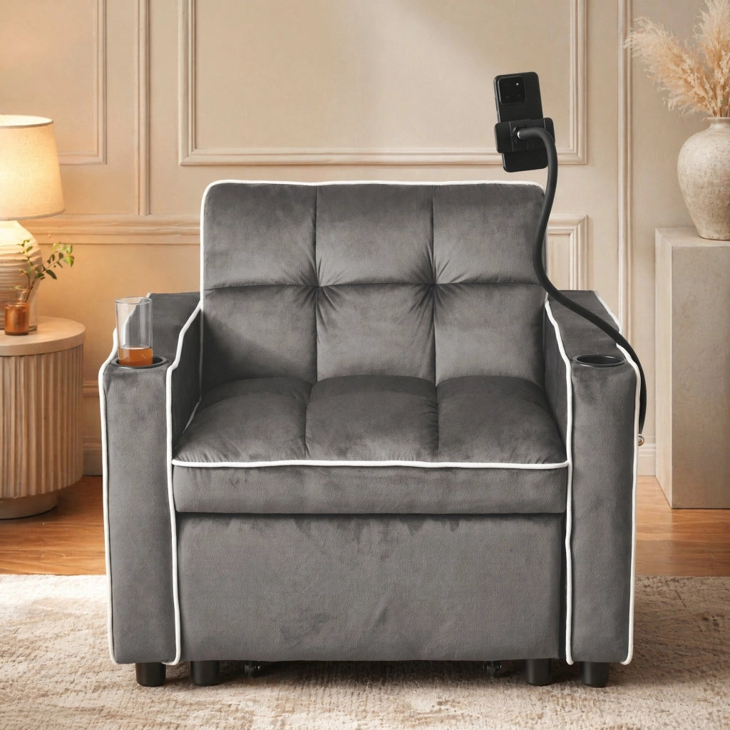 DIVANO LETTO 3-in-1 83 x 167 x 76 cm Grigio scuro
